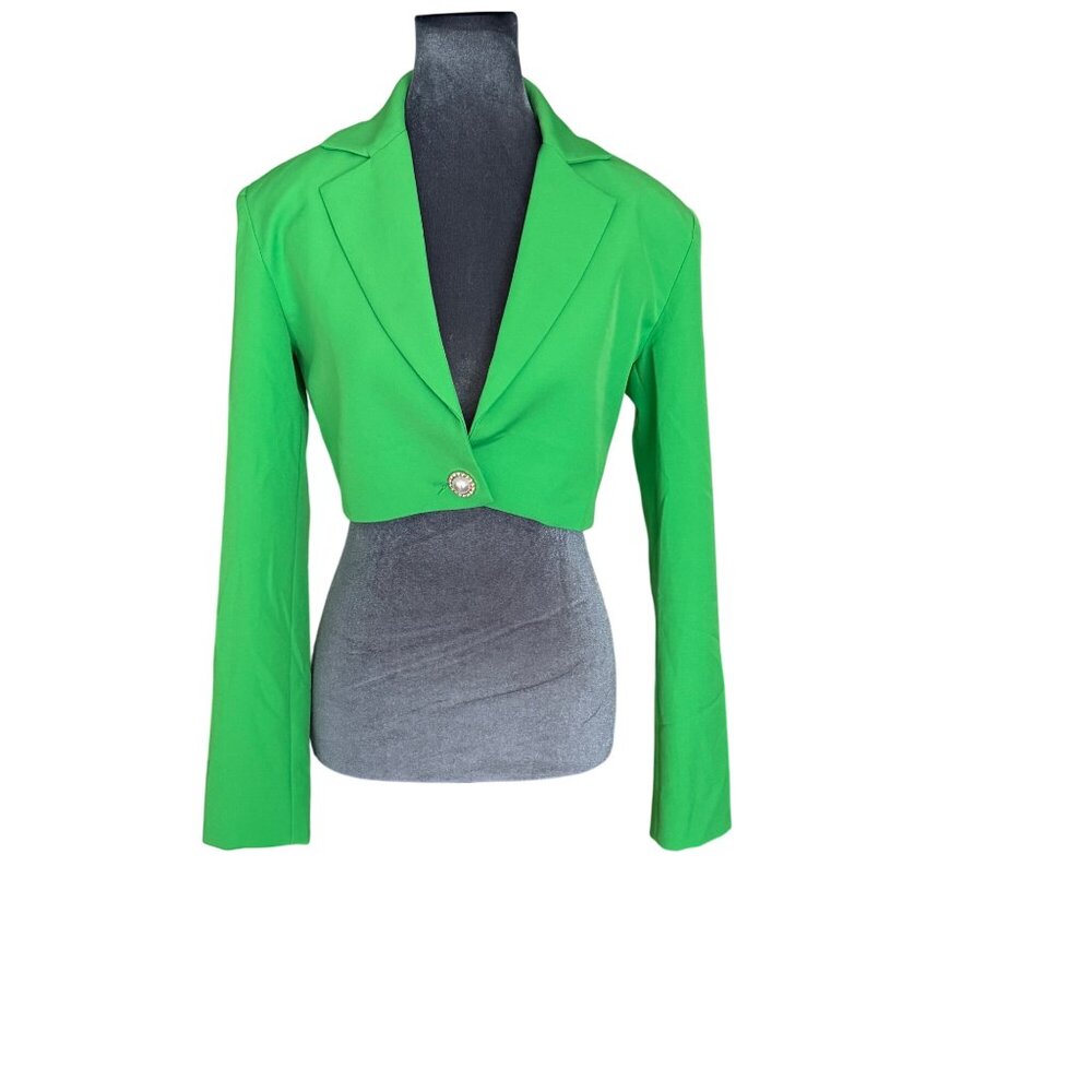 Alexia Admor Womens Green Cropped Blazer Size S - Picture 2 of 7